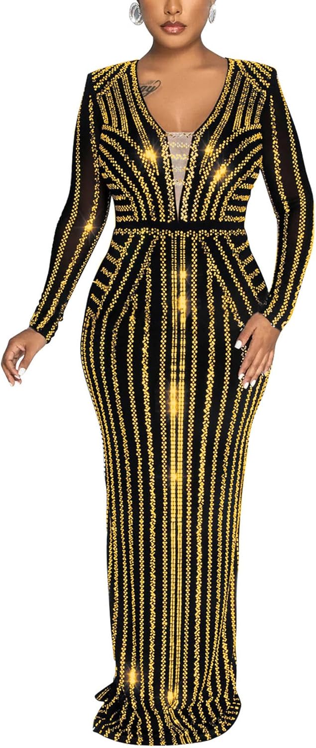 PORRCEY Women's Sexy Elegant Rhinestone Sleeveless Party Club Night Hot Drilling Clubwear Evening Dresses - Image 26