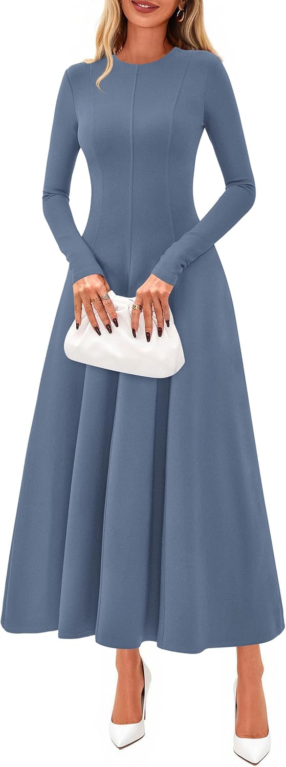 PRETTYGARDEN Cocktail Dresses for Women 2025 Elegant Classy Fall Long Sleeve Midi A Line Flowy Modest Winter Party Dress - Image 13