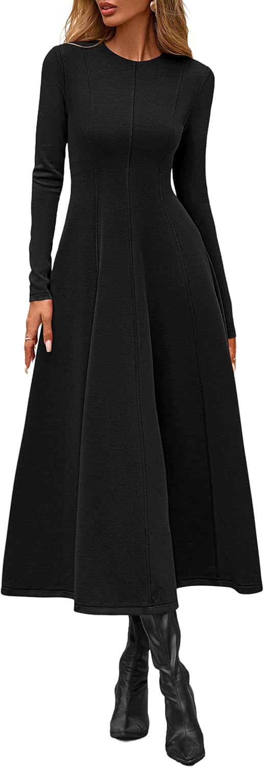 PRETTYGARDEN Cocktail Dresses for Women 2025 Elegant Classy Fall Long Sleeve Midi A Line Flowy Modest Winter Party Dress - Image 2