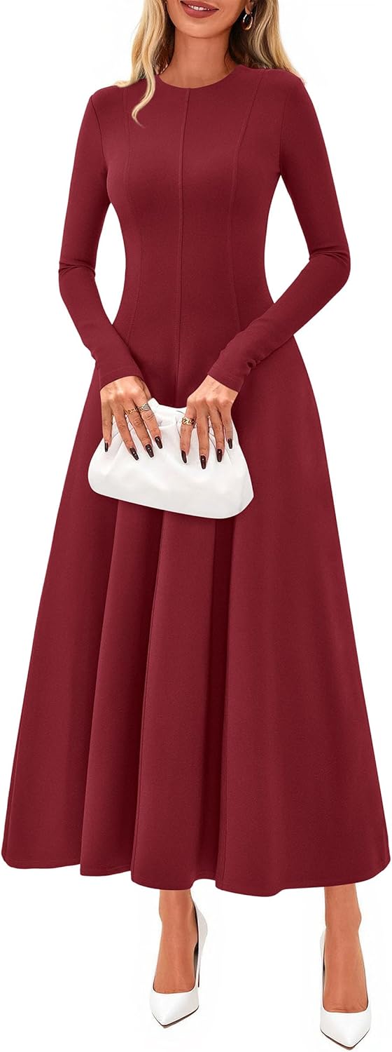 PRETTYGARDEN Cocktail Dresses for Women 2025 Elegant Classy Fall Long Sleeve Midi A Line Flowy Modest Winter Party Dress - Image 15
