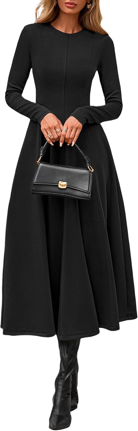 PRETTYGARDEN Cocktail Dresses for Women 2025 Elegant Classy Fall Long Sleeve Midi A Line Flowy Modest Winter Party Dress - Image 7