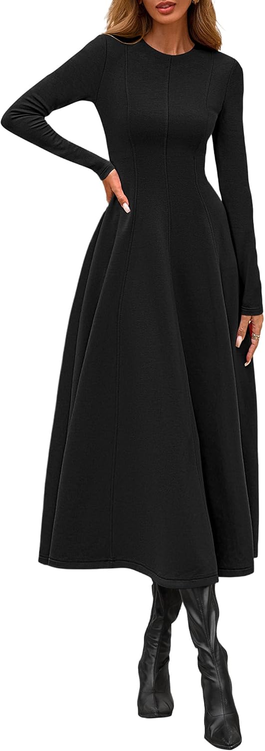 PRETTYGARDEN Cocktail Dresses for Women 2025 Elegant Classy Fall Long Sleeve Midi A Line Flowy Modest Winter Party Dress - Image 8