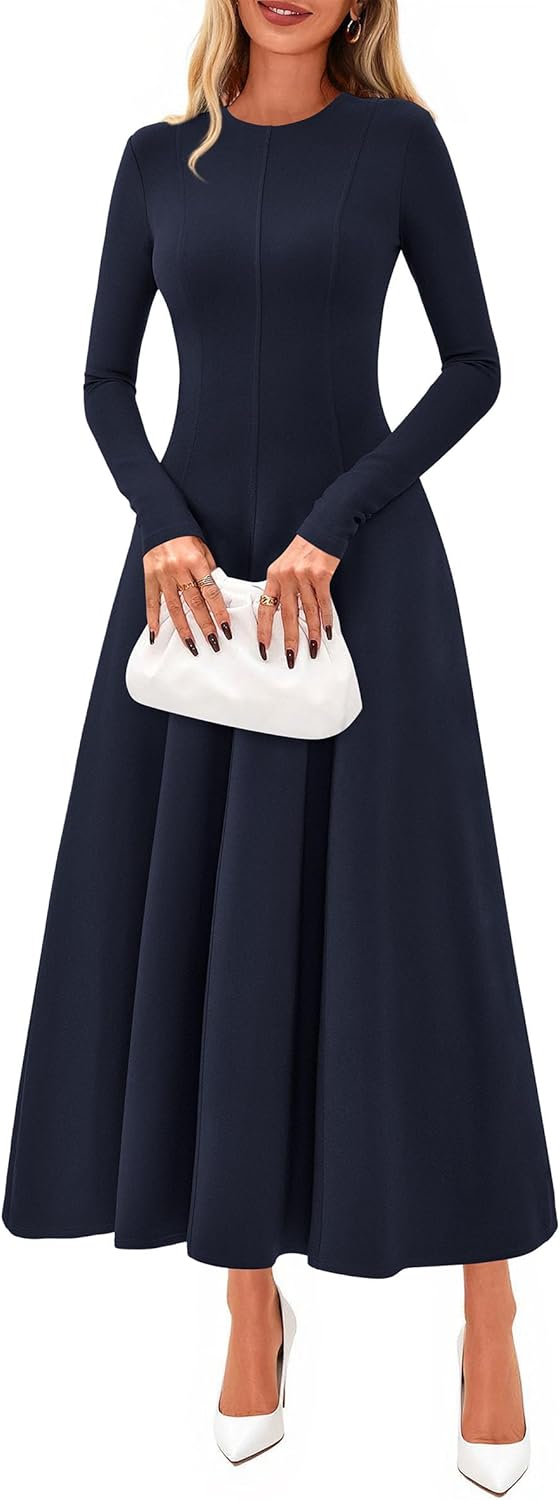 PRETTYGARDEN Cocktail Dresses for Women 2025 Elegant Classy Fall Long Sleeve Midi A Line Flowy Modest Winter Party Dress - Image 9