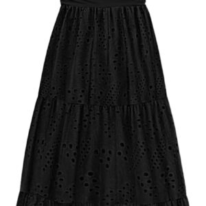 PRETTYGARDEN Summer Dresses for Women 2025 Casual Eyelet Sleeveless Wedding Guest Maxi Dress Tank Top Sundress with Pockets