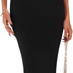 PRETTYGARDEN Women's Summer Maxi Dress Ruched Bodycon Sleeveless Formal Wedding Guest Elegant Cocktail Party Slit Dresses