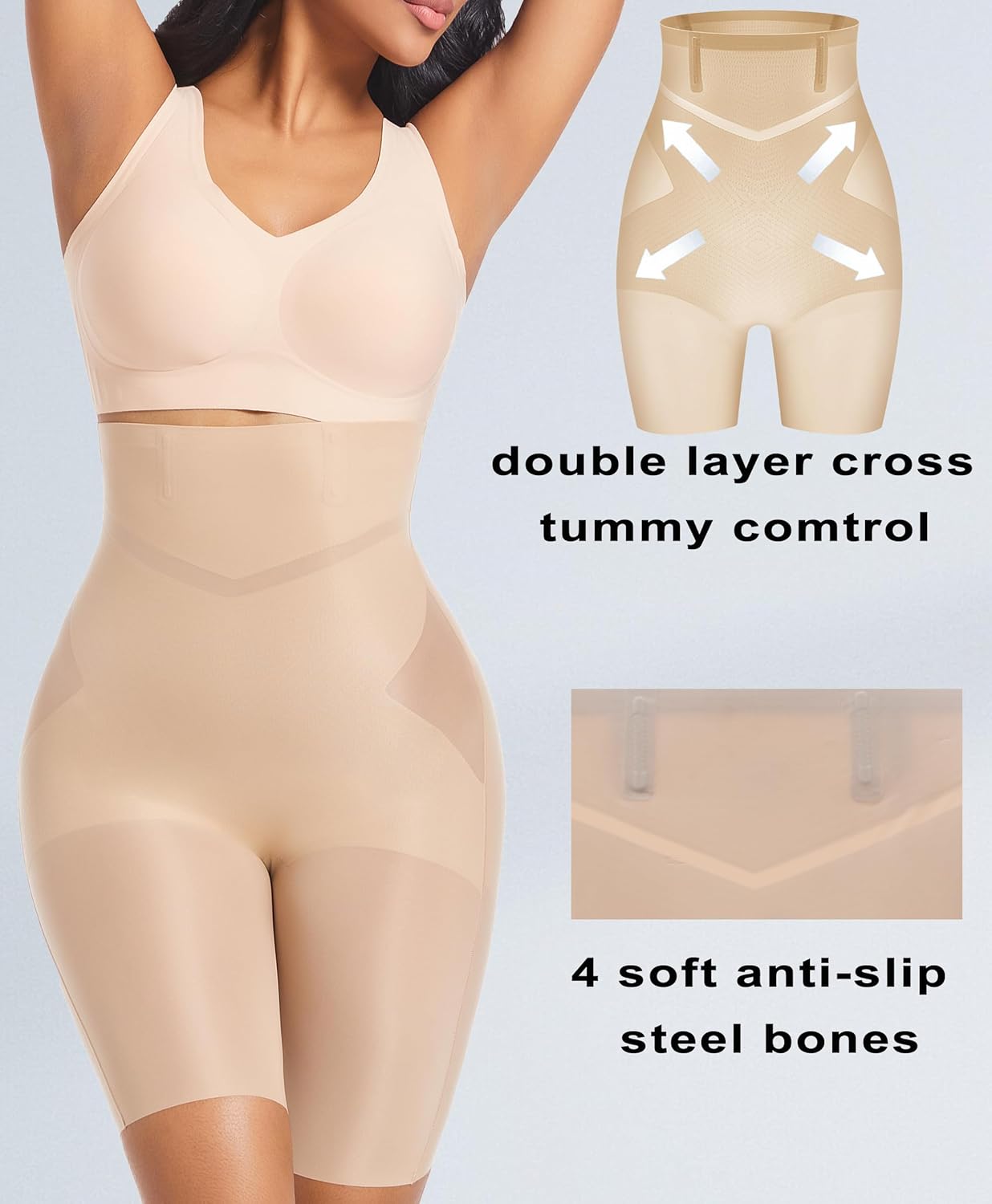 PRETTYWELL Shapewear Tummy Control Shorts for Women Comfort High Waisted Body Shaper Shorts Seamless no Rolling Thigh Slimmer - Image 3