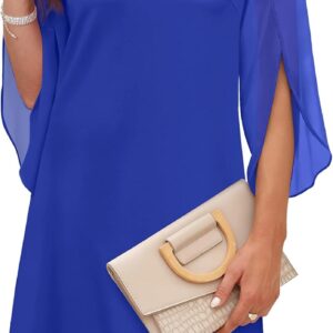 RUMIA Cocktail Dresses for Women Chiffon Sleeve Wedding Guest Dress (XS-3XL)