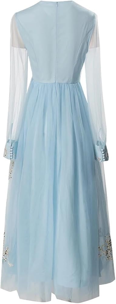 Sequin Party Dress for Women Vintage Embroidered Net Yarn Midi Dresses Elegant A Line Formal Evening Gown - Image 4