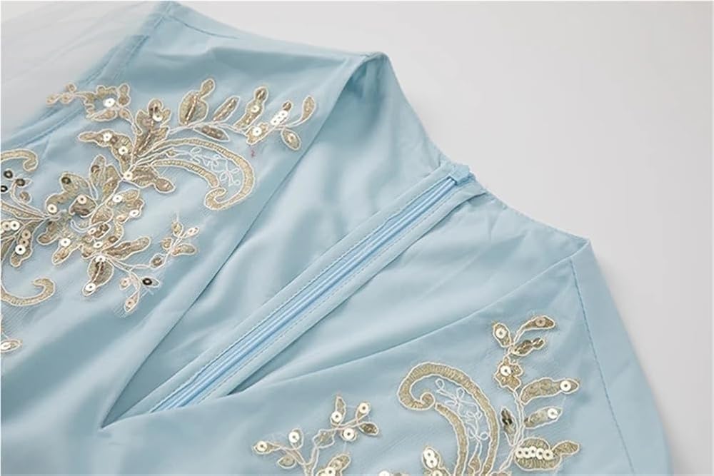 Sequin Party Dress for Women Vintage Embroidered Net Yarn Midi Dresses Elegant A Line Formal Evening Gown - Image 5