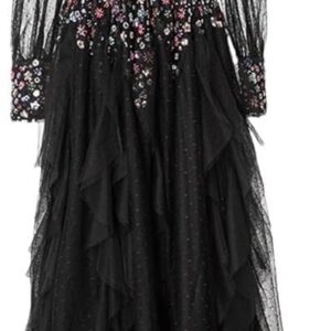 Sequin Turtleneck Dress Women Long Sleeve Floor Length A Line Slim Fit Ball Gown Zipper Back Ruffle Detail Evening Dress