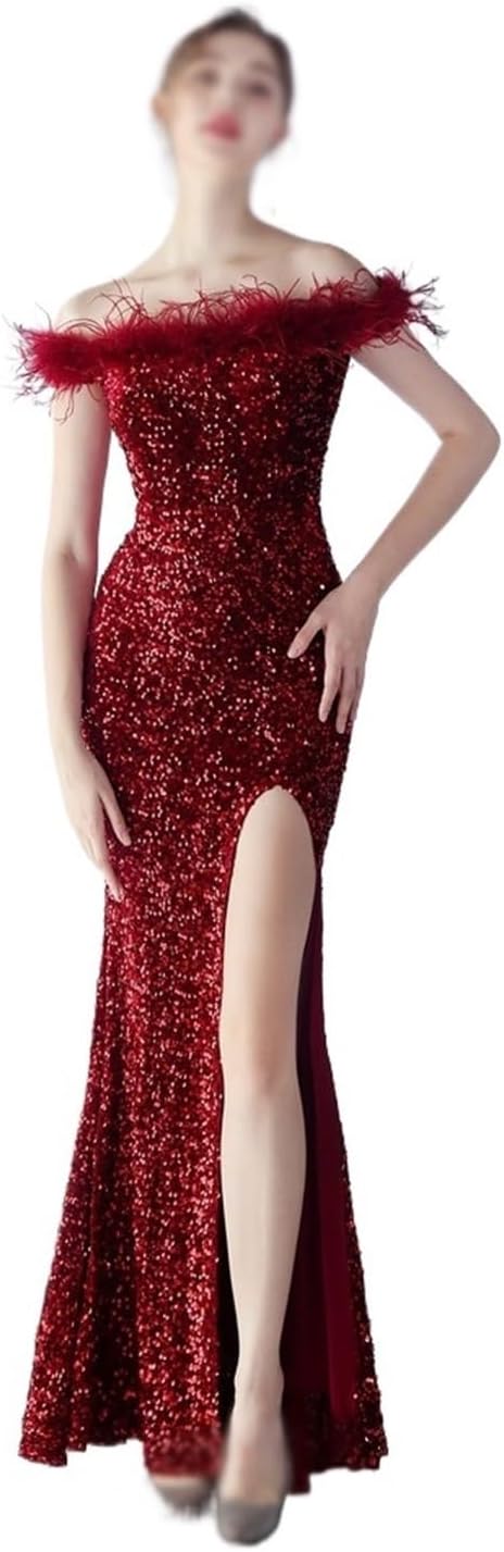 SIDUFHAOPKLL Banquet Skirt Design Meaning Shoulder Evening Dress Slim Bridesmaid Dress Ladies Long Dress