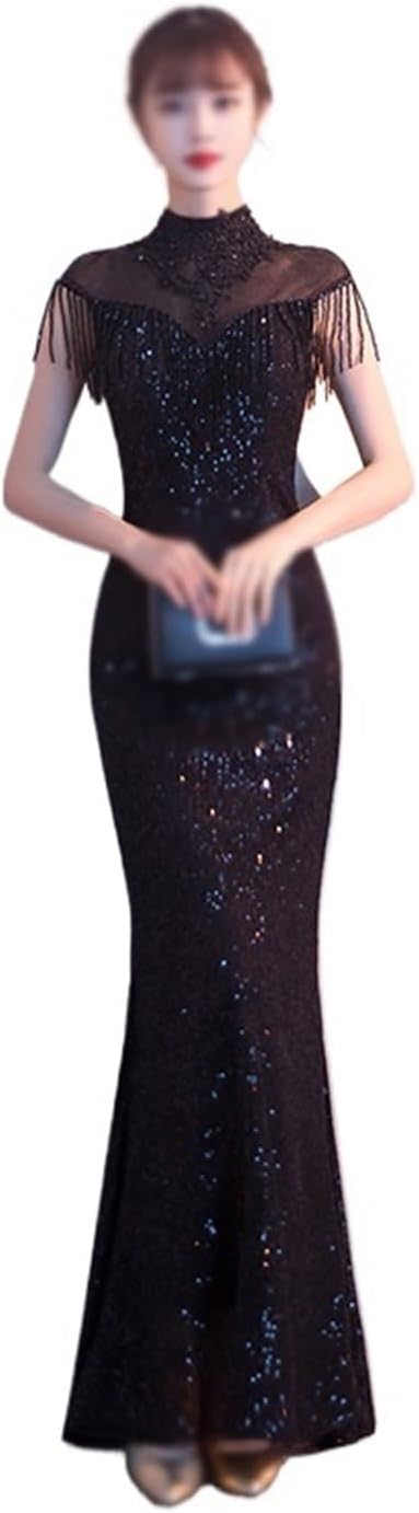 SIDUFHAOPKLL Black Evening Gown Women's Banquet Long Celebrity Annual Party Dress