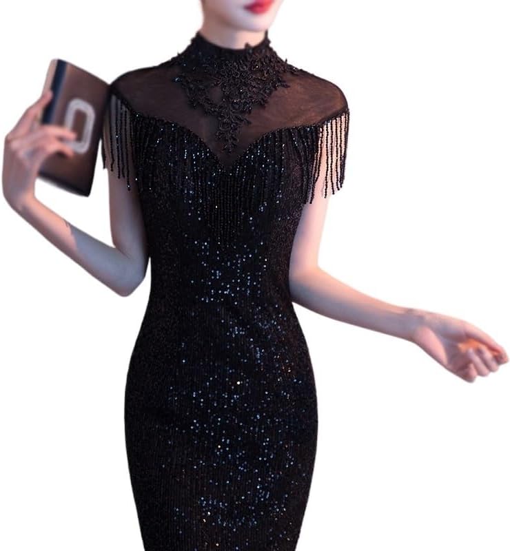 SIDUFHAOPKLL Black Evening Gown Women's Banquet Long Celebrity Annual Party Dress - Image 5