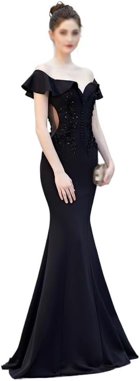 SIDUFHAOPKLL Long Dress Shoulder Thank You Dinner Slim Dress Wedding Evening Dress Ladies Toast Wedding - Image 3