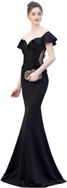 SIDUFHAOPKLL Long Dress Shoulder Thank You Dinner Slim Dress Wedding Evening Dress Ladies Toast Wedding - Image 4