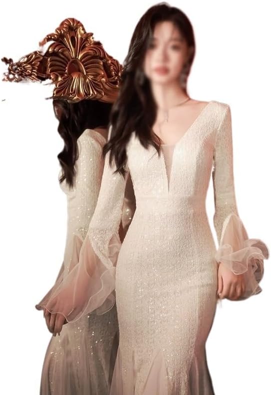 SIDUFHAOPKLL Long Sleeve French Evening Dress Spring Banquet Annual Dress - Image 4