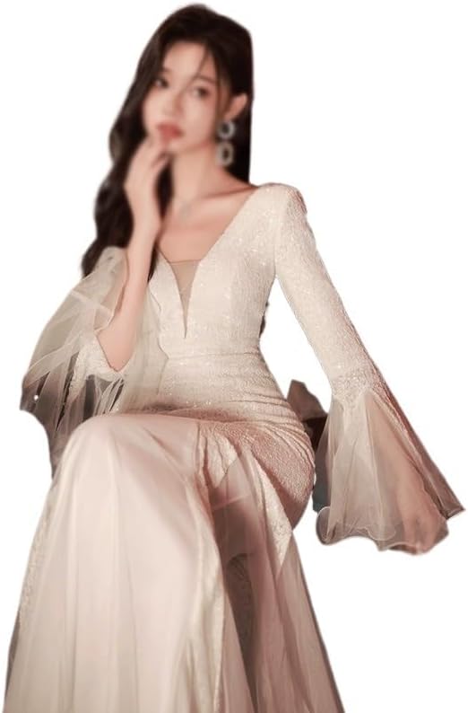 SIDUFHAOPKLL Long Sleeve French Evening Dress Spring Banquet Annual Dress - Image 5