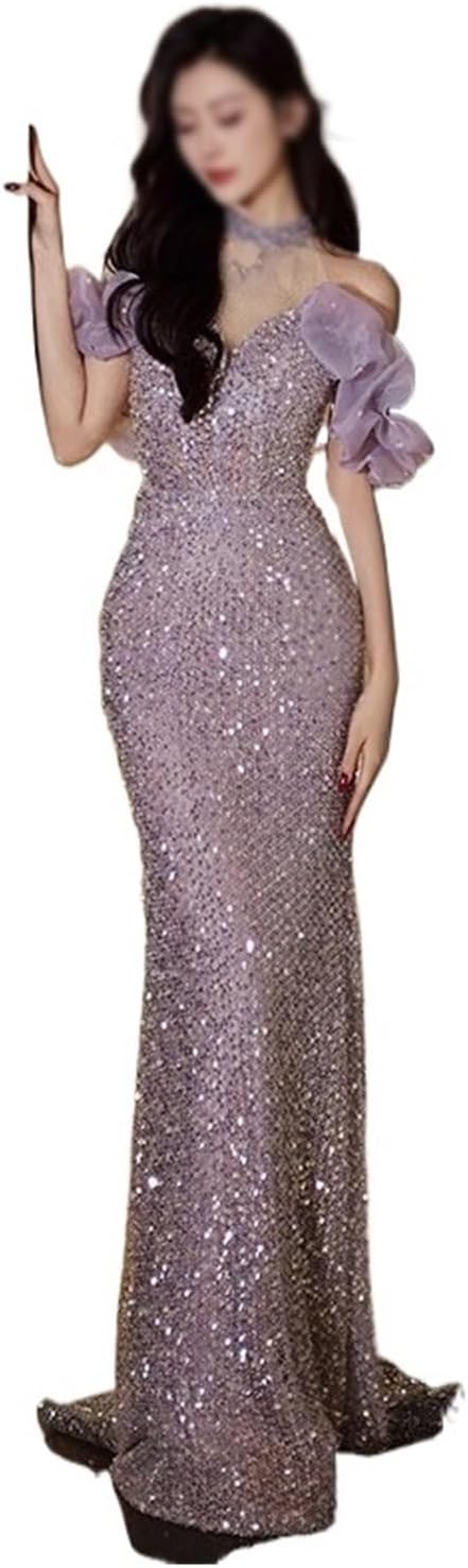 SIDUFHAOPKLL Neckline Evening Dress Spring Banquet Usually Can Wear Fishtail Toasting Dress