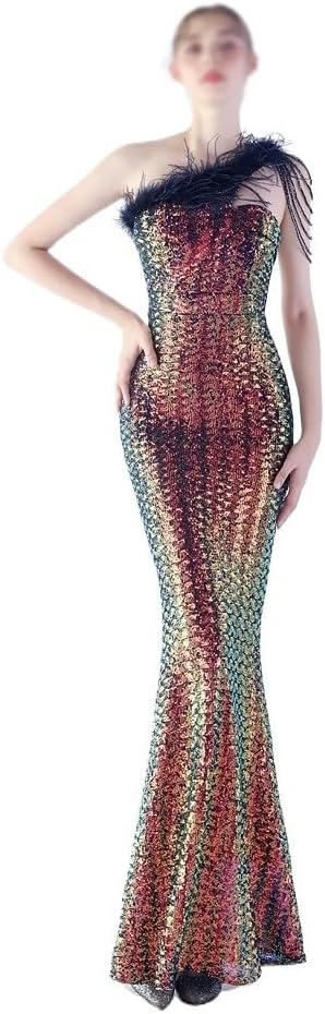 SIDUFHAOPKLL Slim-fit Dress Evening Gown Women's Party Socialite Sequin Vertical Long