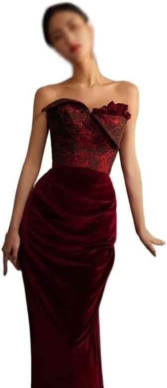 SIDUFHAOPKLL Toasting Spring Vintage Wine Red Rose Wedding Evening Dress Ladies - Image 2