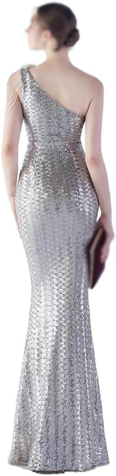 SIDUFHAOPKLL Women's Party Socialite Sequin Vertical Long Slim-fit Dress Evening Dress - Image 5