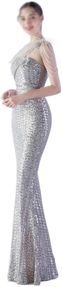 SIDUFHAOPKLL Women's Party Socialite Sequin Vertical Long Slim-fit Dress Evening Dress - Image 4