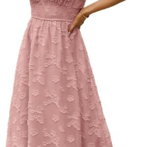 Simplee Women's Boho Floral Maxi Dress Flowy Casual V Neck Short Sleeve Wedding Guest Holiday Beach Long Dress