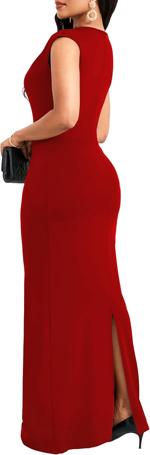SxClub Formal Dress for Women Cocktail Sexy Bodycon Sleeveless Evening Party Floor Length Long Prom Dresses - Image 4
