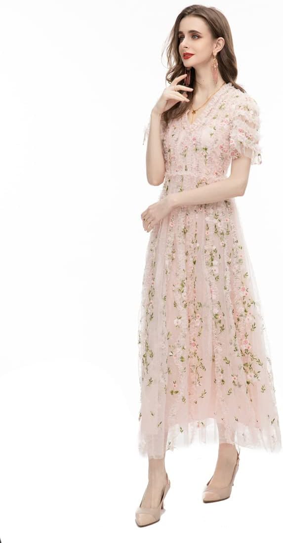 Unique Women Evening Gown Dress Mesh Swing Long Sleeve Elegant Party Winter Dress - Image 3