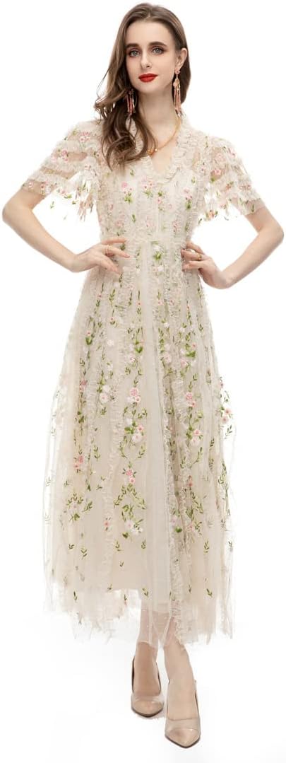 Unique Women Evening Gown Dress Mesh Swing Long Sleeve Elegant Party Winter Dress - Image 20