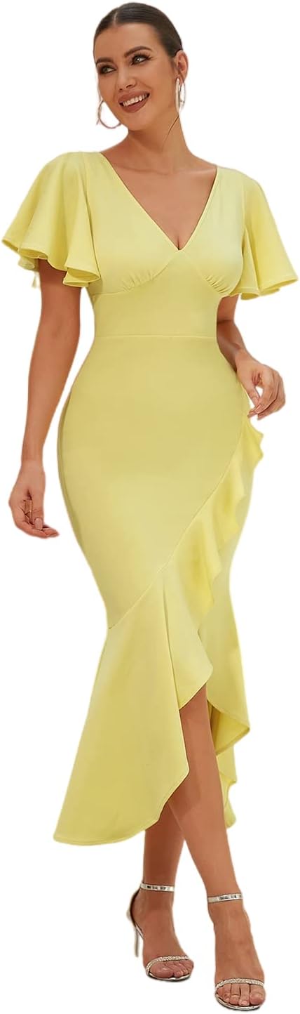 Unique Women Evening Gown Dress Mesh Swing Long Sleeve Elegant Party Winter Dress - Image 24