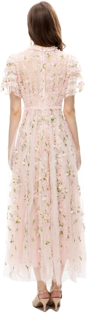 Unique Women Evening Gown Dress Mesh Swing Long Sleeve Elegant Party Winter Dress - Image 2