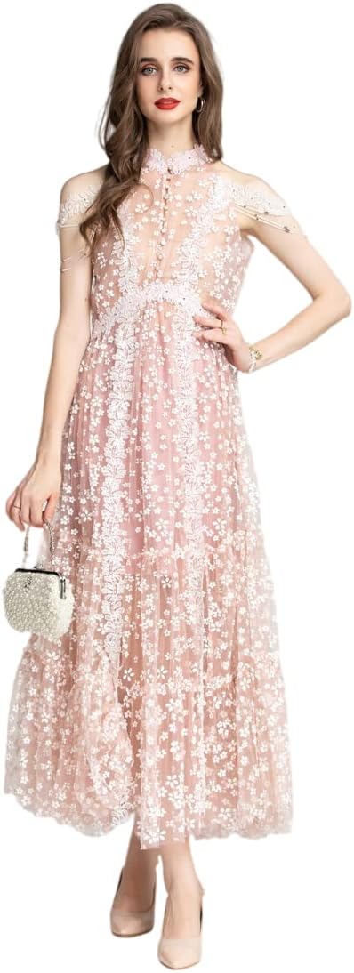 Unique Women Evening Gown Dress Mesh Swing Long Sleeve Elegant Party Winter Dress - Image 26