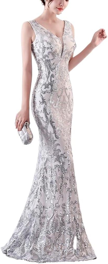 V-Neck Backless Evening Dresses Embroidered Tulle Formal Dress Sexy High Split Women Formal Gown