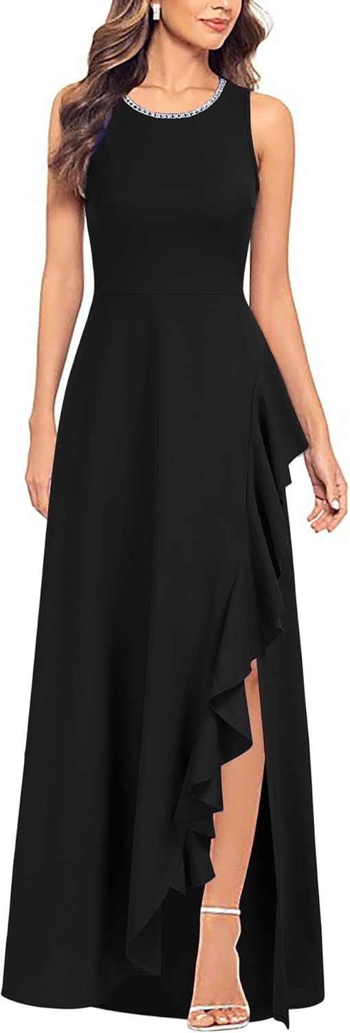 Viwenni Women's Ruffle Vintage 1950s Party Swing Evening Formal Dresses