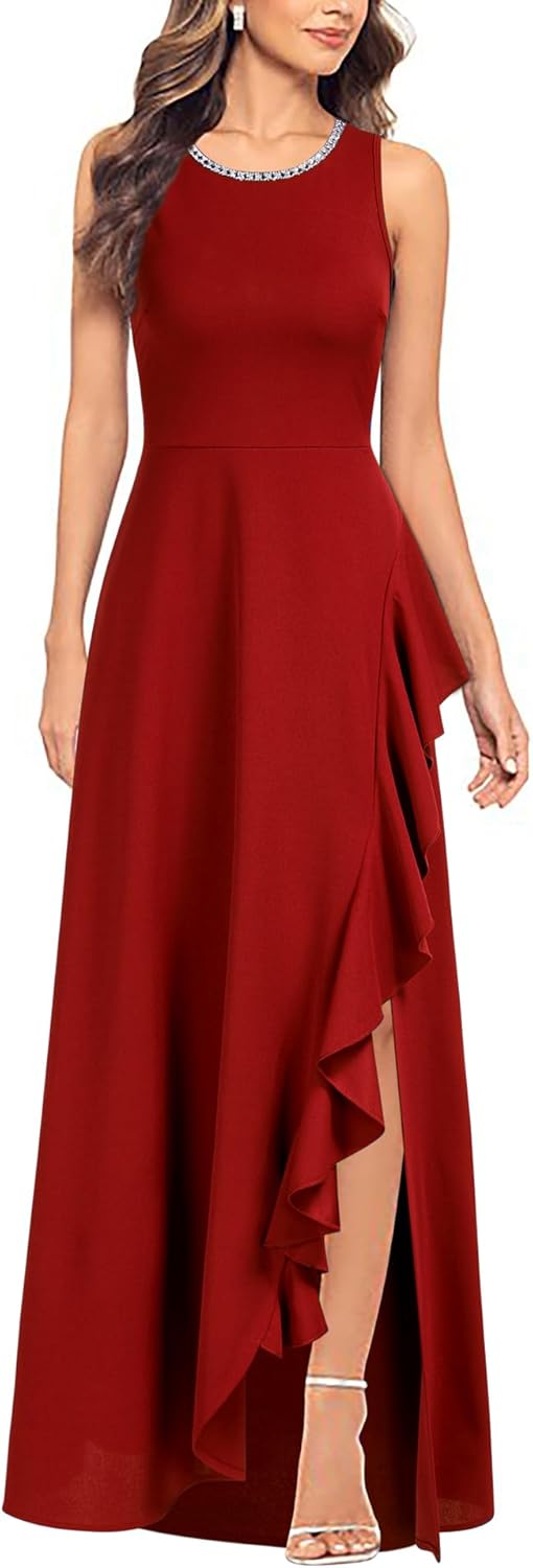 Viwenni Women's Ruffle Vintage 1950s Party Swing Evening Formal Dresses - Image 8