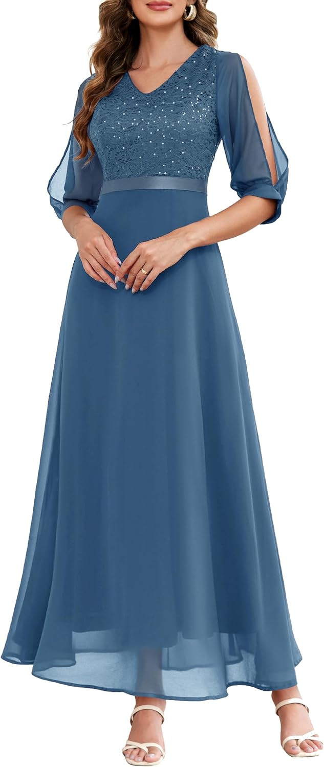 Wedtrend Women's Sequin Dresses Sparkly Glitter Dress Split Sleeves Formal Dresses Maxi Evening Dress - Image 13