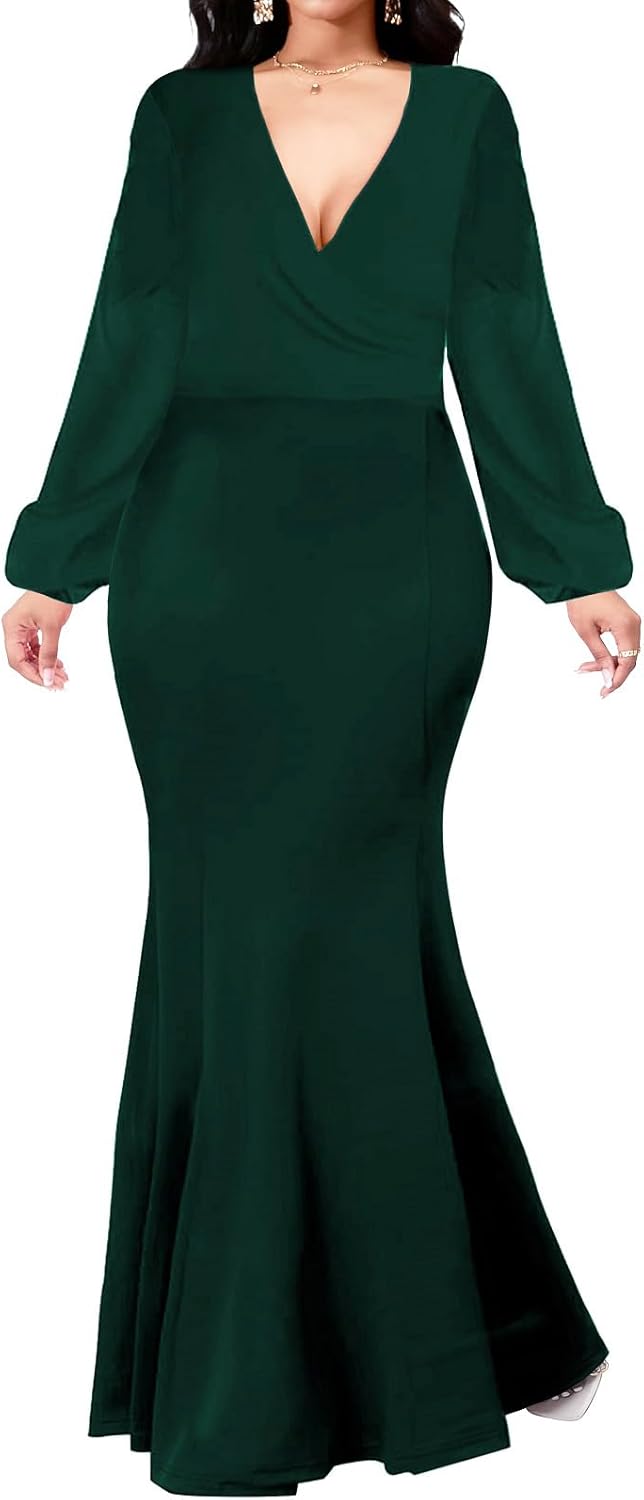 Women Evening Dress Bodycon Long Maxi Dresses Sexy Floor Length Mermaid Dress - Image 14