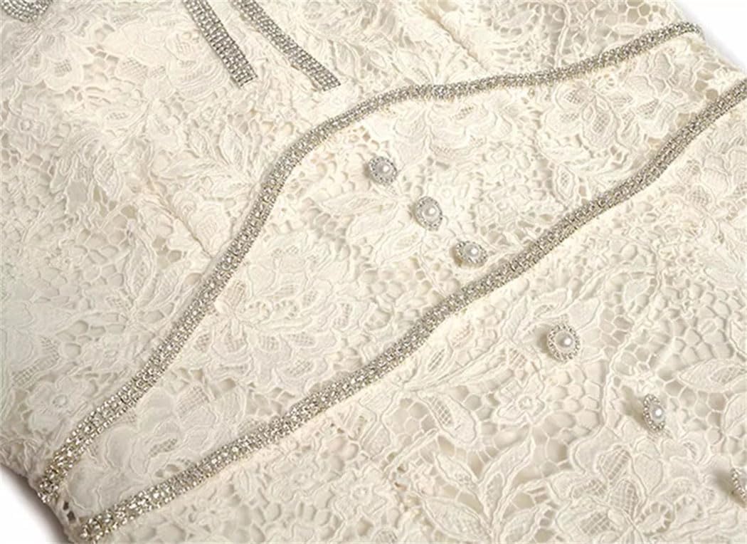Women Lace Dress Short Sleeve Crystal Beading Hollow Out Elegant Gorgeous Evening Look - Image 6