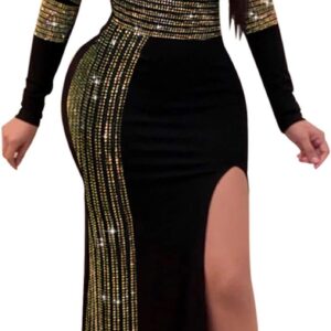 Women Long Sleeve Birthday Dresses Sexy hot Diamond Process Sexy Dress Party Club Night Dress\u2026