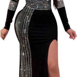 Women Long Sleeve Birthday Dresses Sexy hot Diamond Process Sexy Dress Party Club Night Dress\u2026