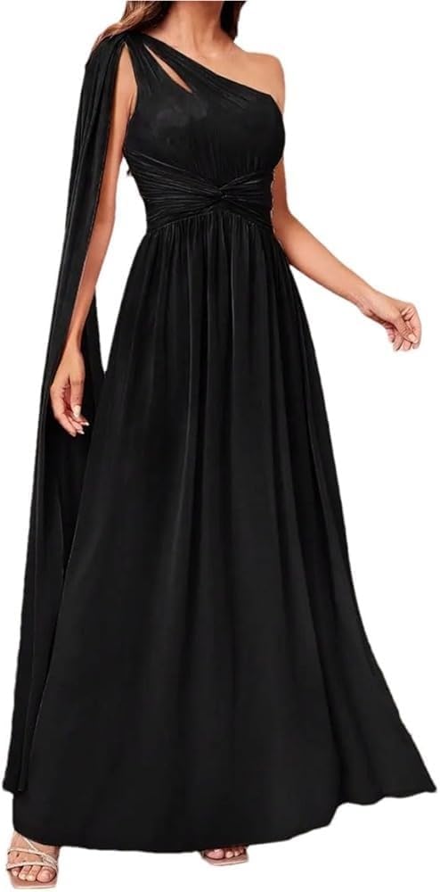 Women One Shoulder Cut Out Evening Dresses Party Prom Dress Maxi Length Formal Cocktail Skirt