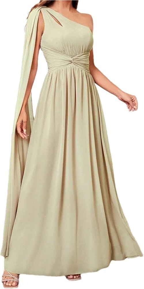 Women One Shoulder Cut Out Evening Dresses Party Prom Dress Maxi Length Formal Cocktail Skirt - Image 4
