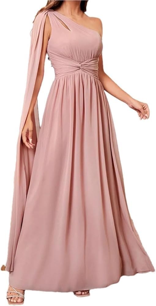 Women One Shoulder Cut Out Evening Dresses Party Prom Dress Maxi Length Formal Cocktail Skirt - Image 5