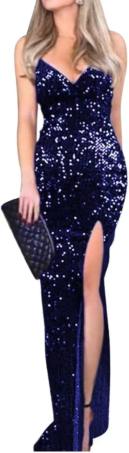 Women Sleeveless Off Shoulder Split Evening Cocktail Long Dress - Image 14