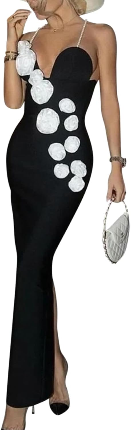 Women Sleeveless Off Shoulder Split Evening Cocktail Long Dress - Image 25