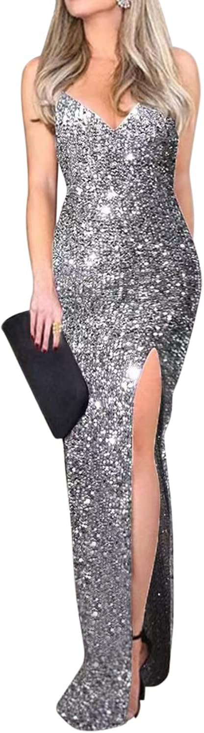 Women Sleeveless Off Shoulder Split Evening Cocktail Long Dress - Image 27