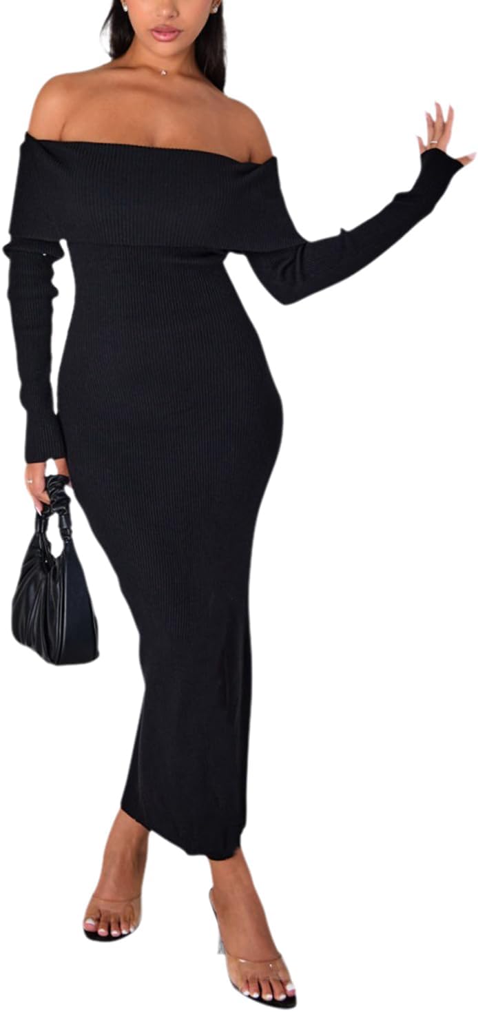 Women Sleeveless Off Shoulder Split Evening Cocktail Long Dress - Image 29