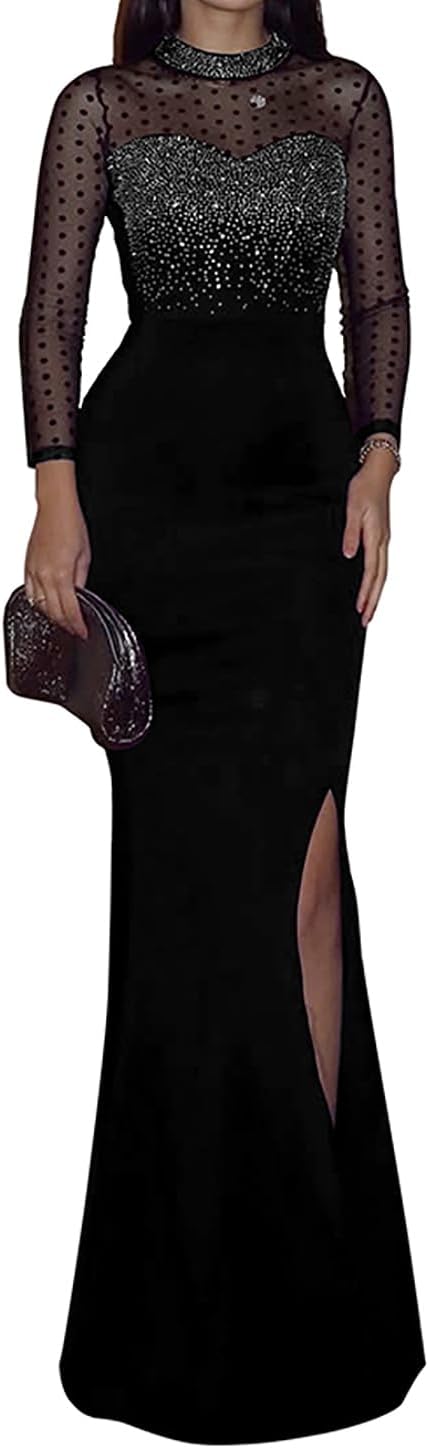 Women Sleeveless Off Shoulder Split Evening Cocktail Long Dress - Image 13