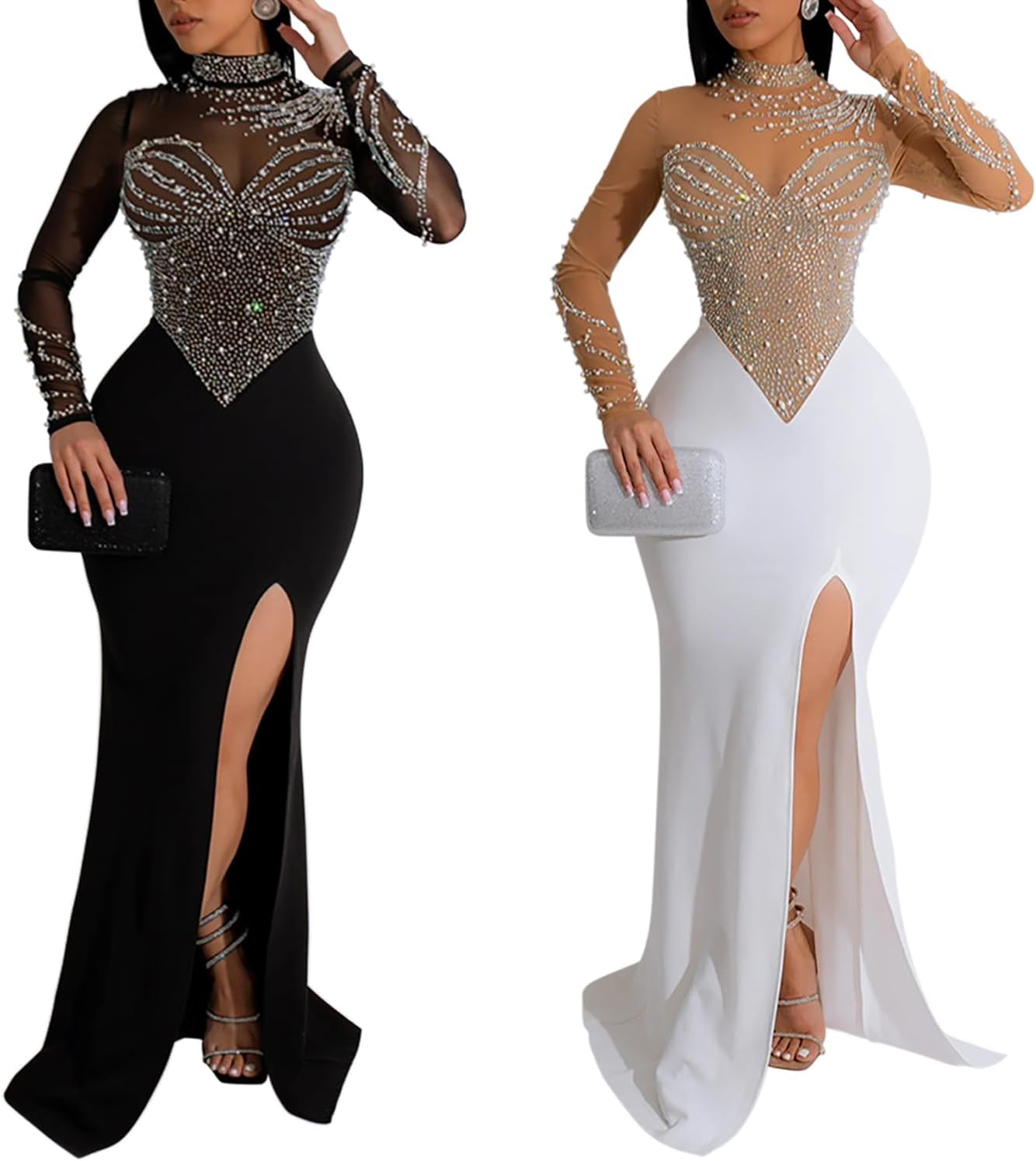 Women Sleeveless Off Shoulder Split Evening Cocktail Long Dress - Image 3